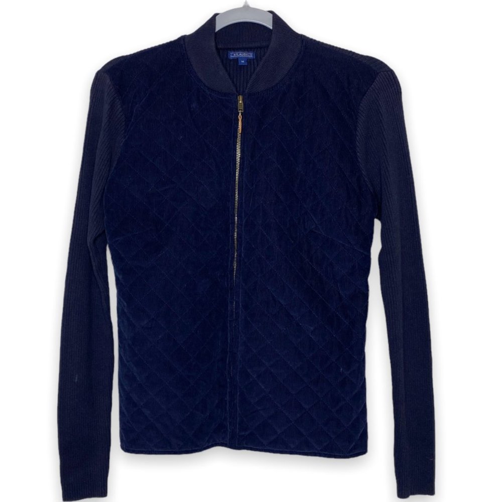 J. McLaughlin Navy Quilted Bomber Jacket